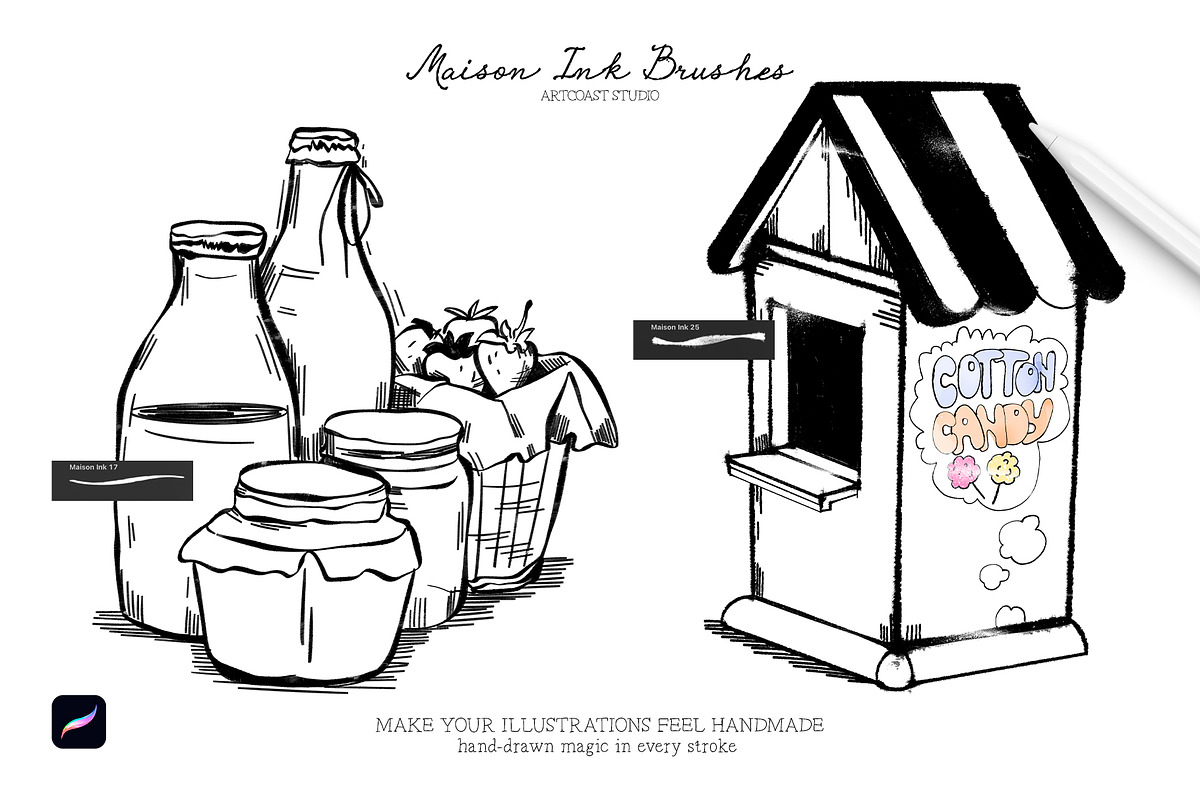 Maison Ink Procreate Brushes, a Brush Add-On by Spasibenko Art (Photo 5 of 7)