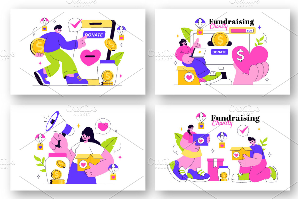 10 Fundraising Charity Illustration, a Person Illustration by denayunebgt (Photo 2 of 4)