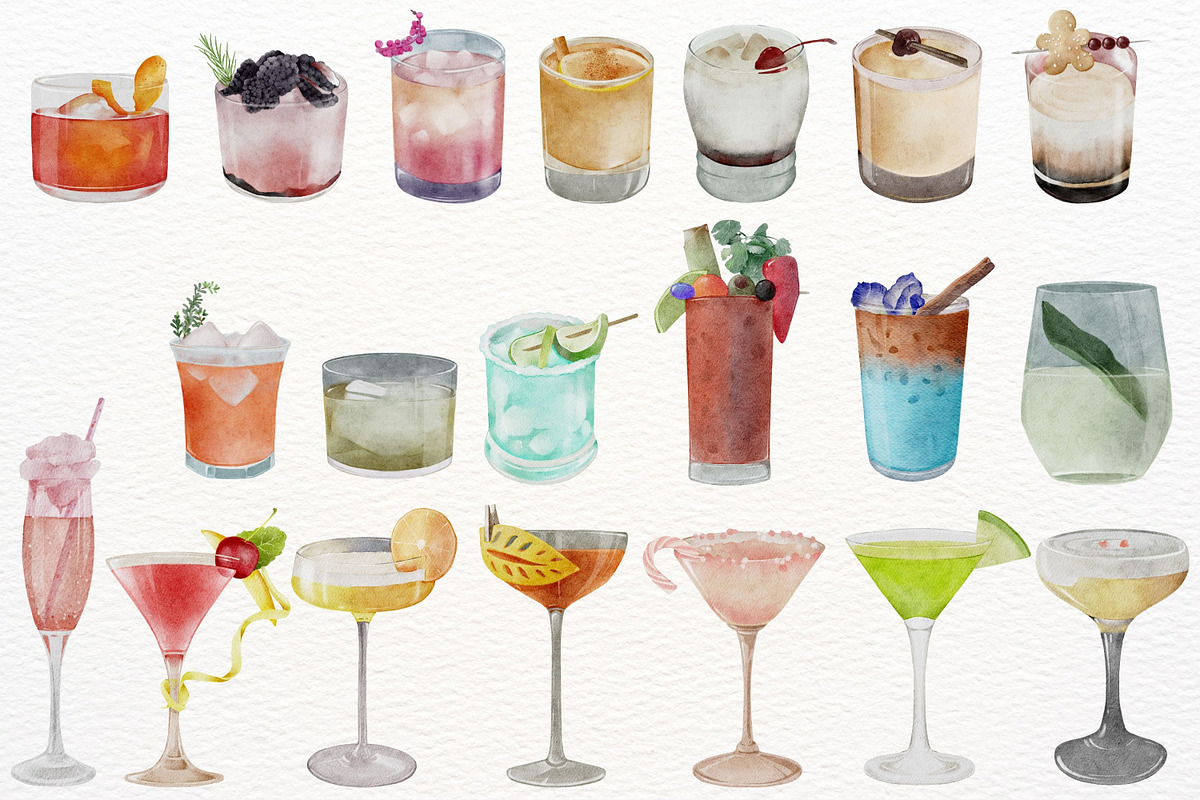 Watercolor Cocktail & Drink, a Food Illustration by ArtbyHien (Photo 5 of 11)
