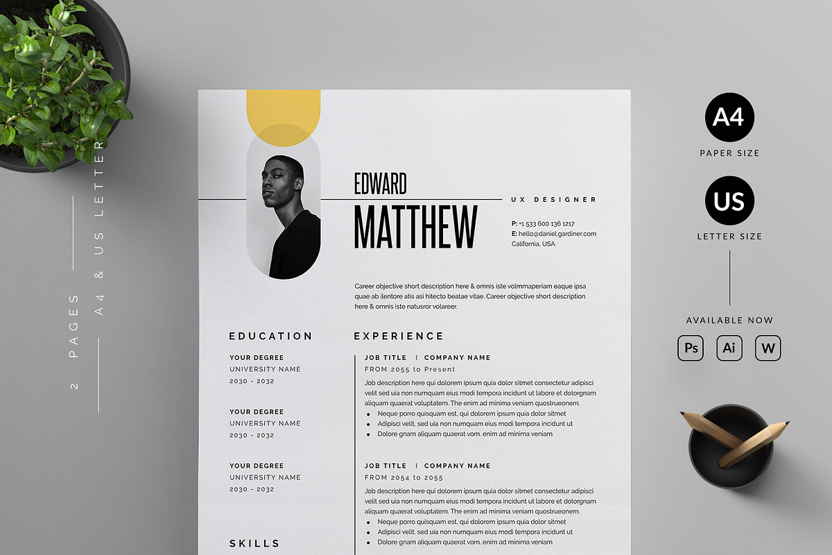 2 Resume/CV Bundle, a Resume Template by Reuix Studio (Photo 3 of 11)