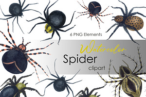 Watercolor Spider Clipart Print Png