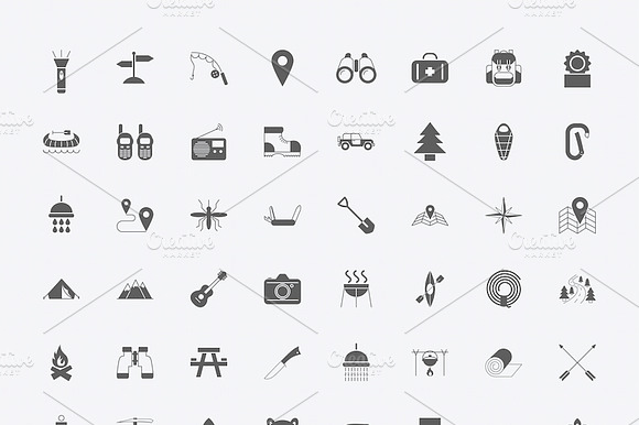 Camping Icons Set.