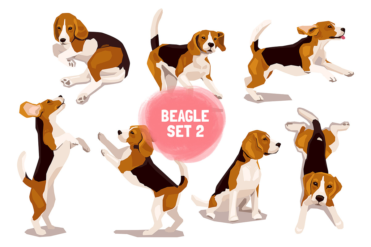 Cute Beagles Collection, an Animal Illustration by alexrockheart (Photo 4 of 7)
