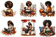 Autumn Black Woman Reading Clipart, an Illustration by DreamArtGraphic (Thumbnail 3 of 4)