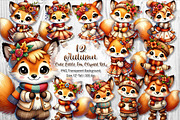 Cute Autumn Fox Clipart Set, a Seasonal Illustration by V Design Creator (Thumbnail 1 of 9)