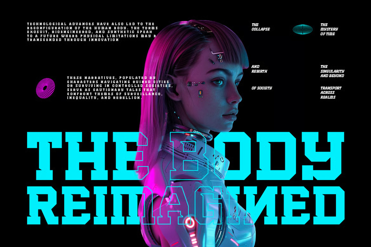 Nitrova - Futuristic Cyberpunk Font, a Serif Font by Brand Earth (Photo 3 of 7)