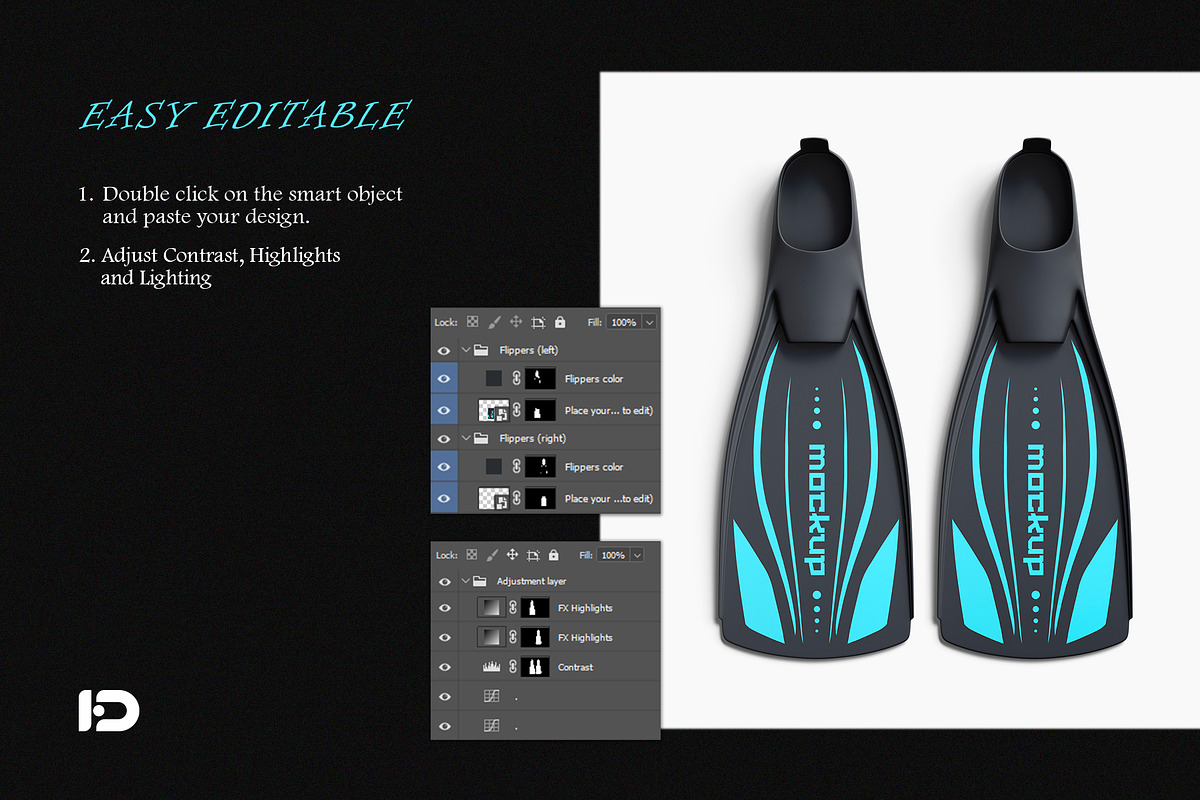 Flippers Mockup Set, a Merchandise Mockup by ForgeDesign (Photo 3 of 7)