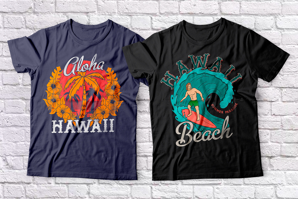 Hawaii Beach. Font & T-shirts preview 7
