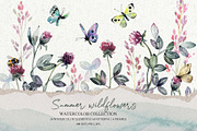 Watercolor set flowers of clover, an Illustration by RushkinaAntonina (Thumbnail 1 of 7)