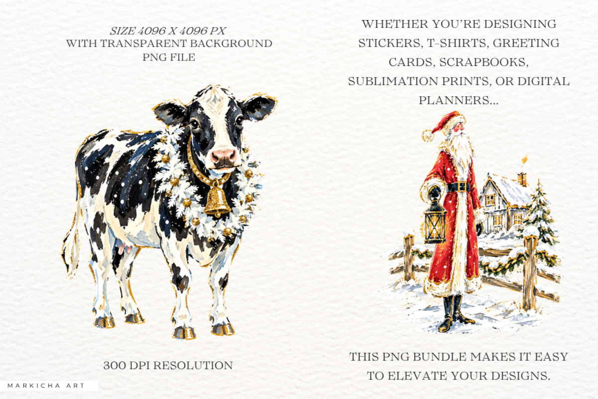 Christmas Farmhouse Clipart, a Seasonal Illustration by Markicha Art (Photo 2 of 5)
