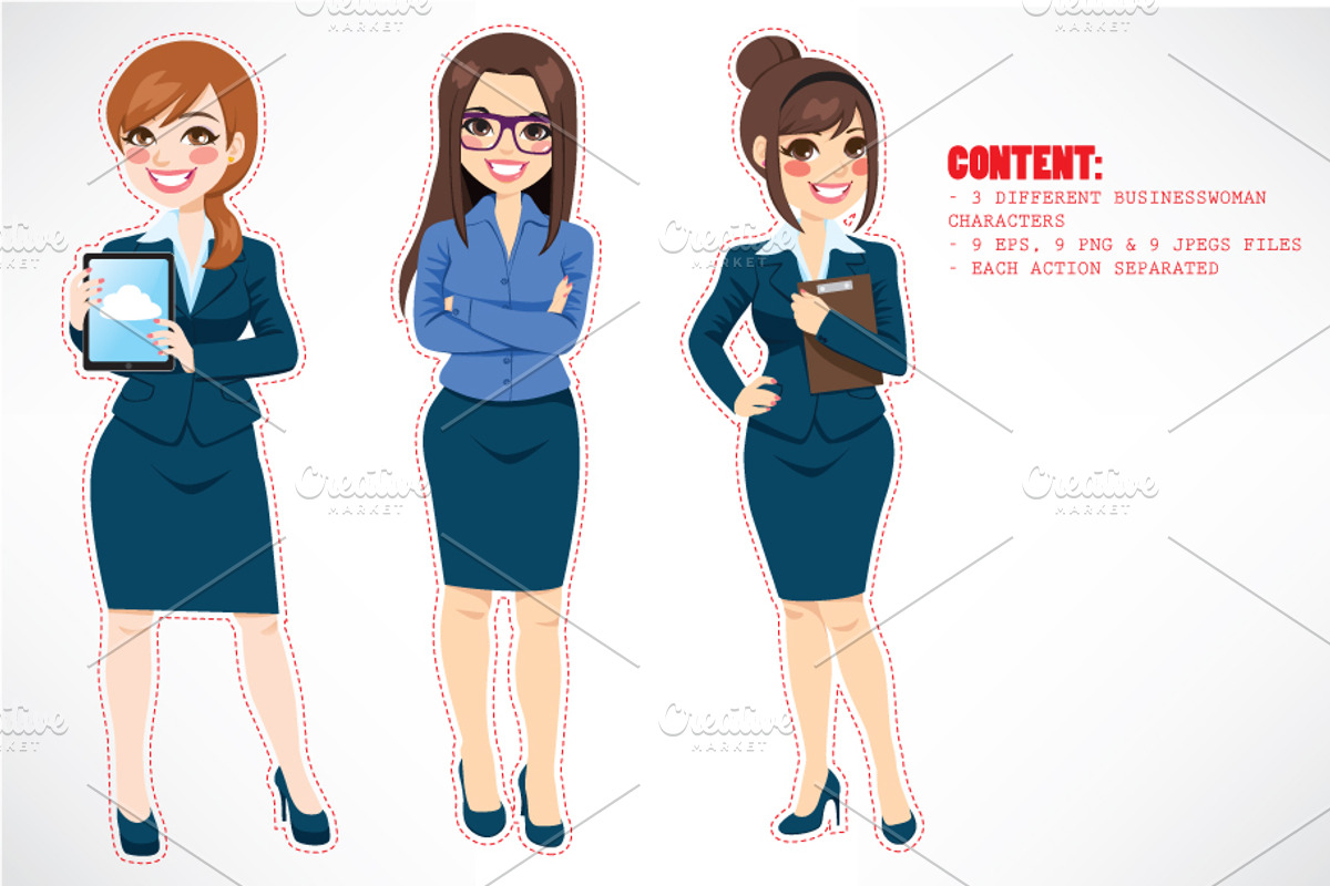 3 Businesswomen Blue Suits, a Person Illustration by Kakigori Studio (Photo 2 of 3)