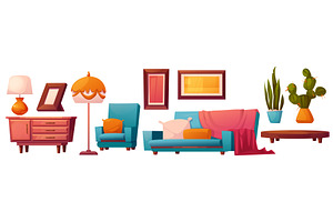 Lounge living room furniture set, an Object Illustration by art PVP - market