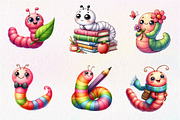 Kawaii School Worm Sublimation, an Illustration by CreationArt (Thumbnail 3 of 5)