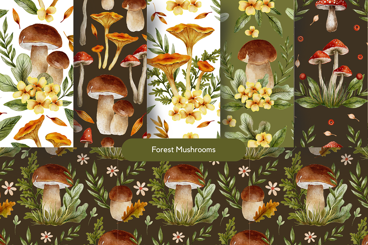 Watercolor Seamless Pattern Bundle, a Seasonal Illustration by Red Ink (Photo 6 of 14)