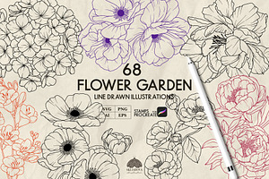 Flower Garden Line Art + Procreate