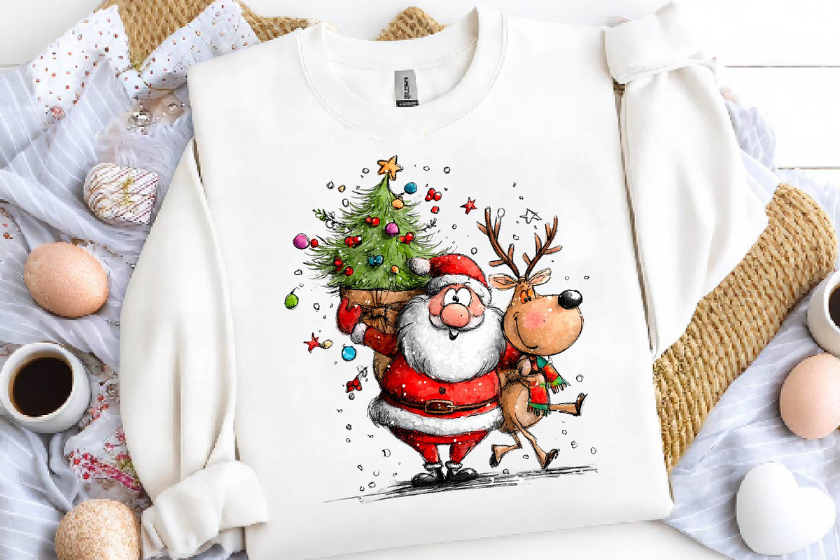 Christmas Santa & Reindeer Clipart, a Seasonal Illustration by CreationArt (Photo 2 of 5)