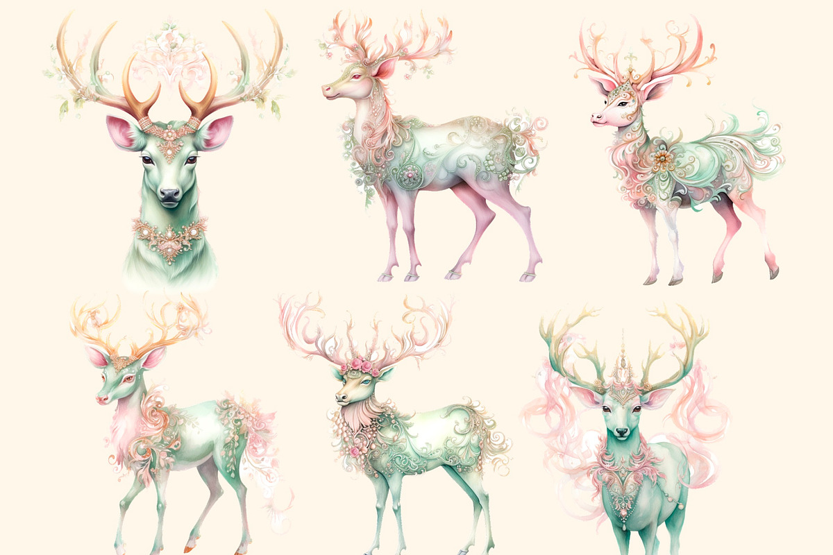 Victorian  Christmas deer , Clipart, an Animal Illustration by Hello My Print (Photo 4 of 10)