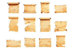 cartoon set of ancient torn paper, a Texture Illustration by LadadikArt