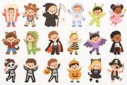 Halloween Kids Clipart Spooky Party, a Seasonal Illustration by SugarCloudStudioArt (Thumbnail 3 of 6)