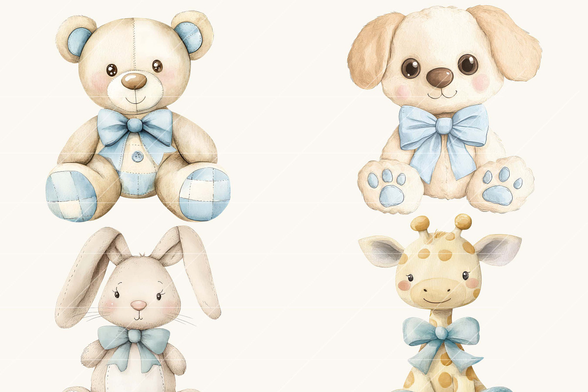 Vintage Plush Animals Clipart Bundle, an Animal Illustration by SparkyDesignsUS (Photo 6 of 9)