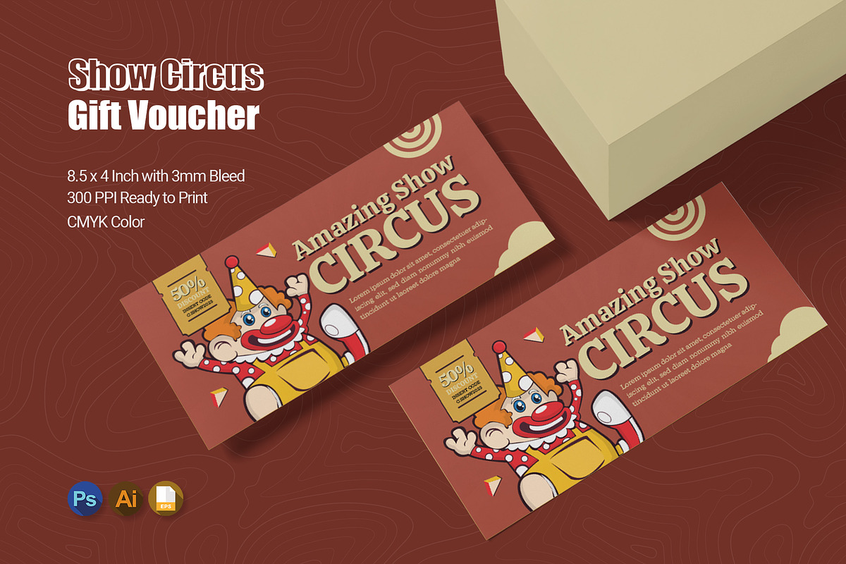 Show Circus Gift Voucher, a Print Template by Esensifiksi.studio (Photo 1 of 2)