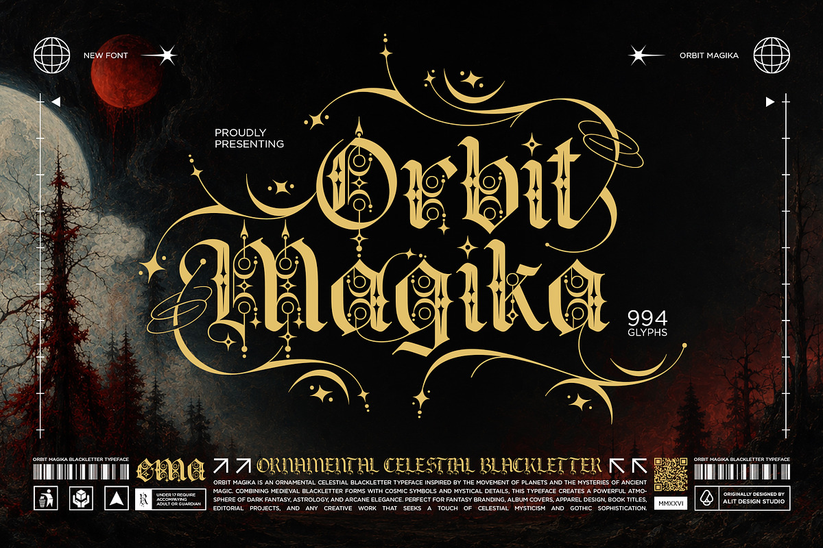 Orbit Magika Typeface, a Blackletter Font by alit design (Photo 1 of 17)