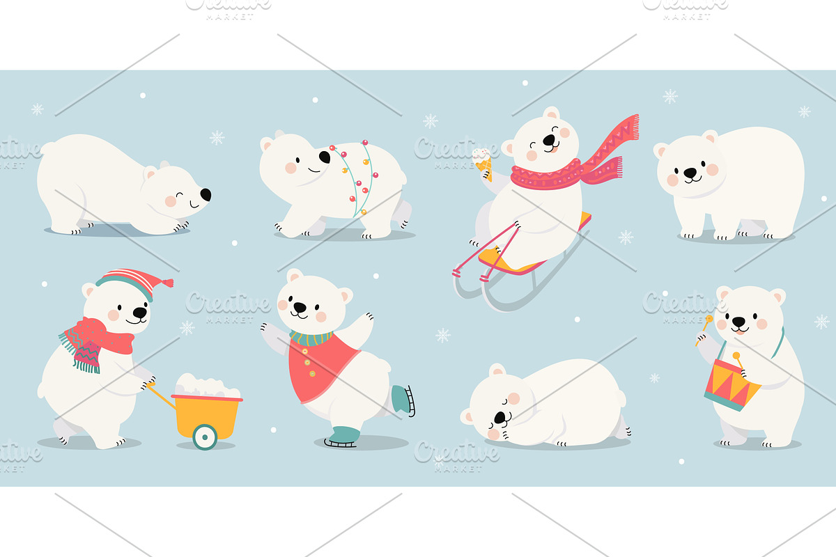 Funny polar bear. White bears, an Object Illustration by Valerie Bodnar