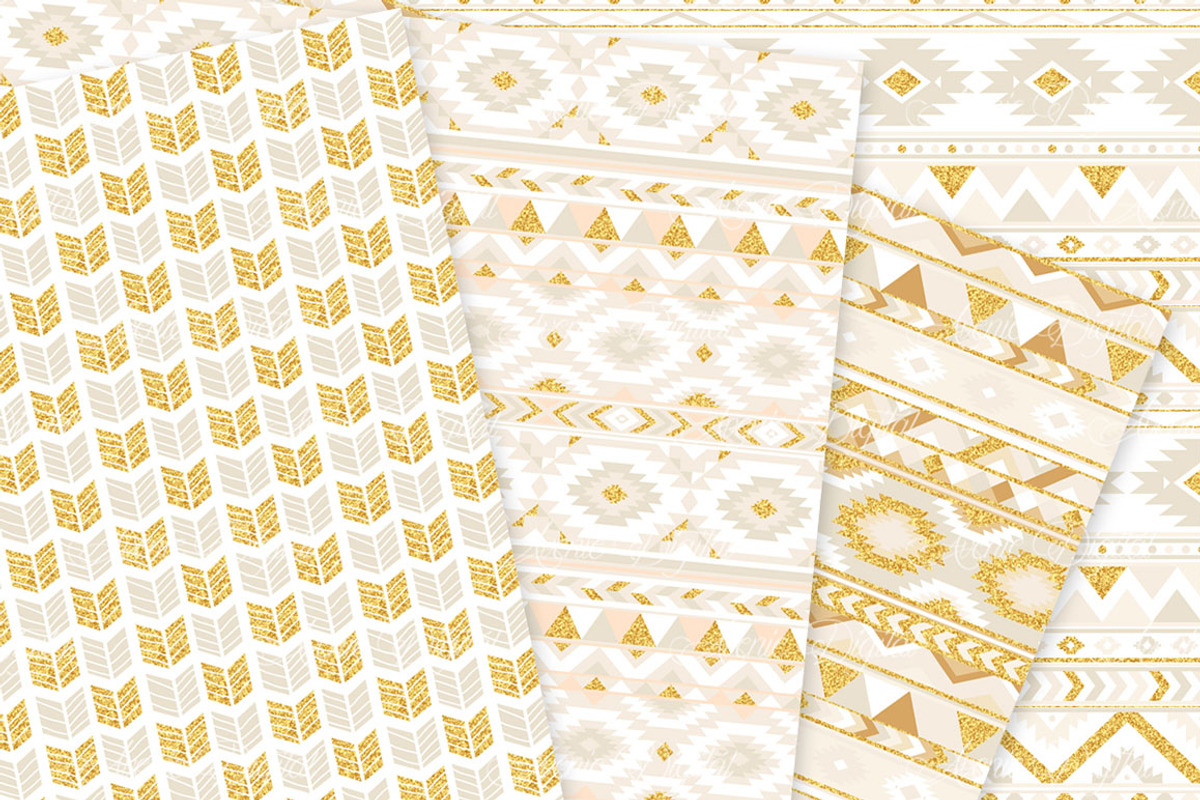 Ivory & Gold Boho Seamless Patterns, a Pattern Graphic by Avenie Digital (Photo 2 of 4)