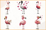 Whimsical Funny Valentines Flamingo, an Illustration by Watercolor design (Thumbnail 2 of 8)
