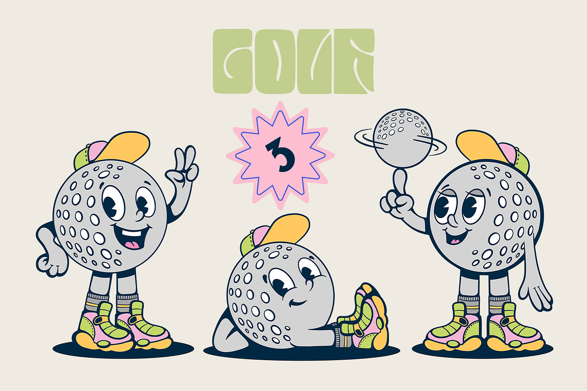 Sport Balls Retro Characters, a Sport Illustration by Alina Sh (Photo 9 of 11)