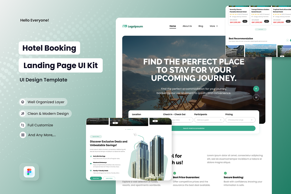 Travel Book Ease Hotel Landing Page, a Landing Page Template by SquidPixey (Photo 1 of 5)