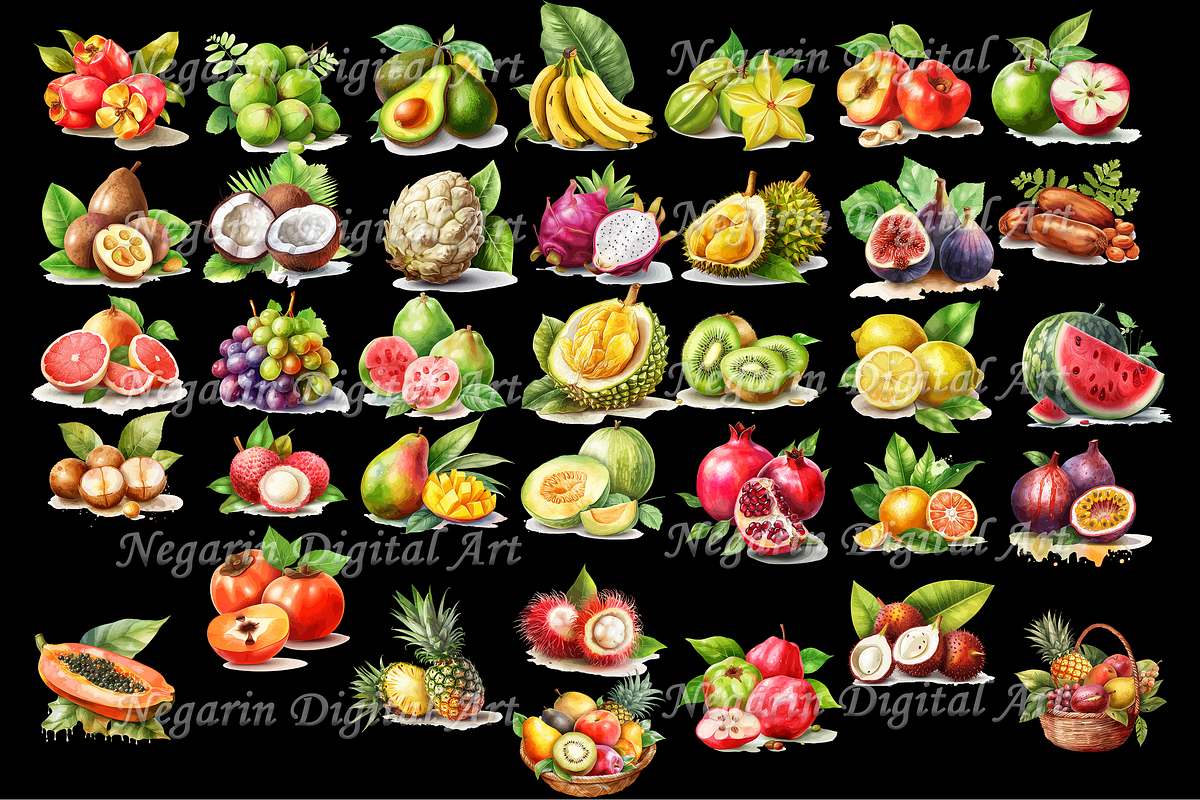 Watercolor Summer Hawaiian Fruits, an Object Graphic by Negarin Digital Art (Photo 4 of 9)