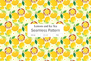 Summer Lemon and Ice Tea Pattern, a Pattern Graphic by Little Creative Scribbles (Thumbnail 1 of 6)