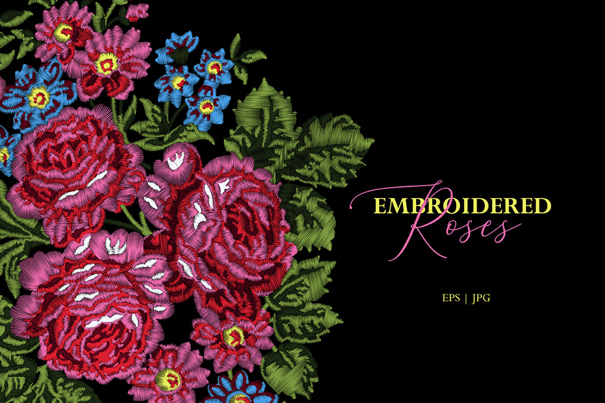 Vector embroidered roses, an Illustration by StabuLaRasa illustration (Photo 1 of 8)