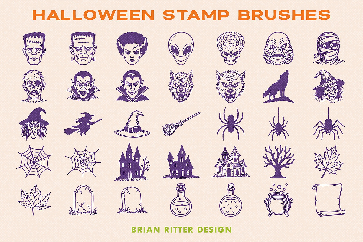 Halloween Stamp Brushes, a Brush Add-On by Brian Ritter Design (Photo 4 of 5)