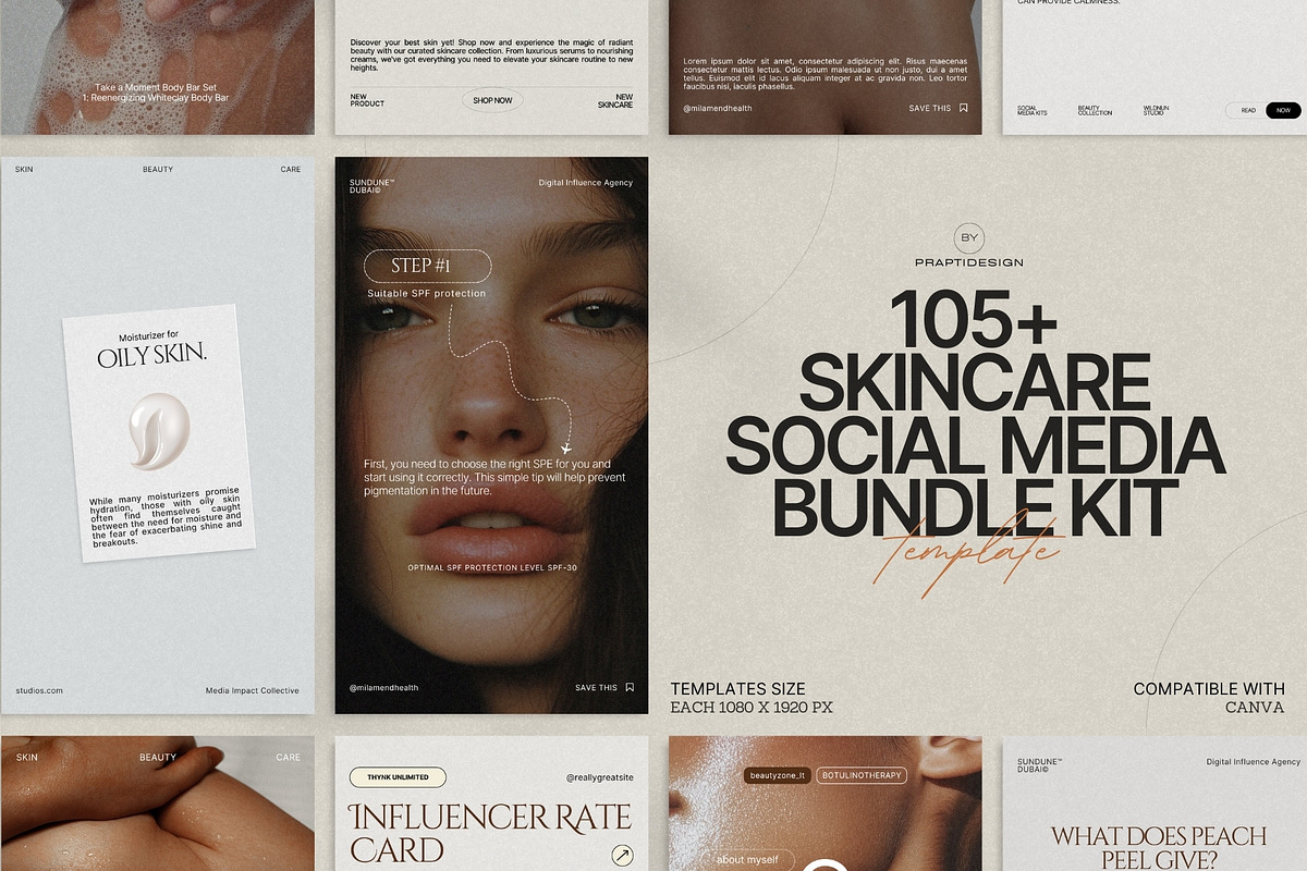 Minimal Skincare Story Kit Canva