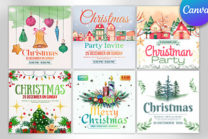 Christmas Card Invites, Canva PDF