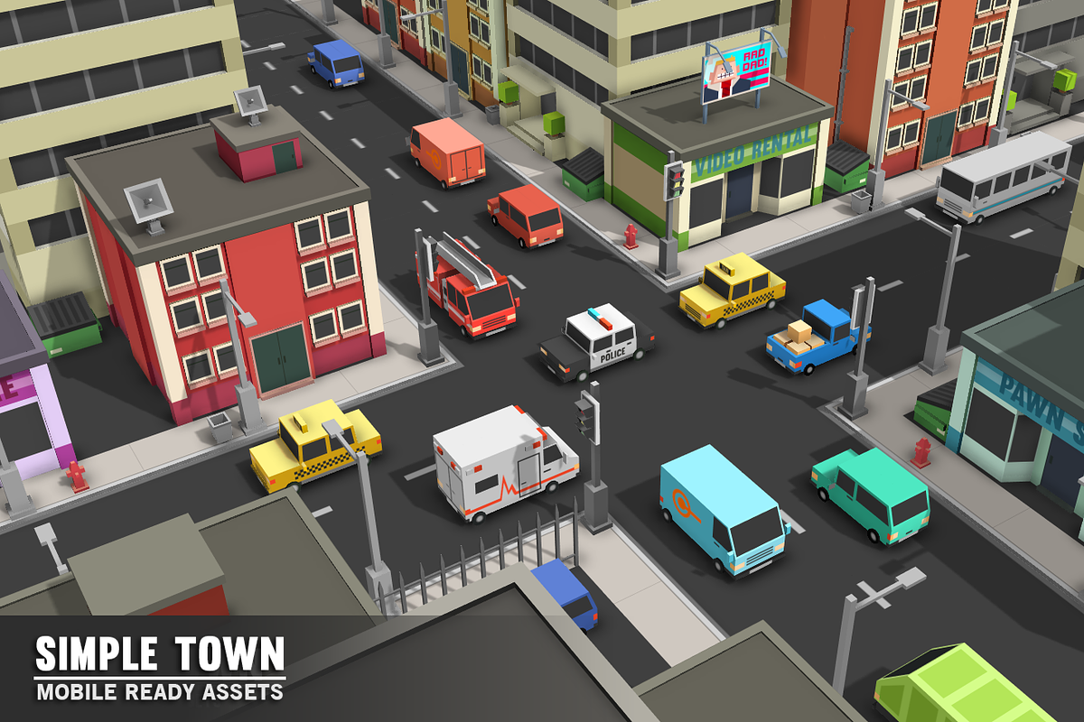 Simple Town - Cartoon City Assets, an Environmental 3D Model by Simple Assets (Photo 1 of 13)