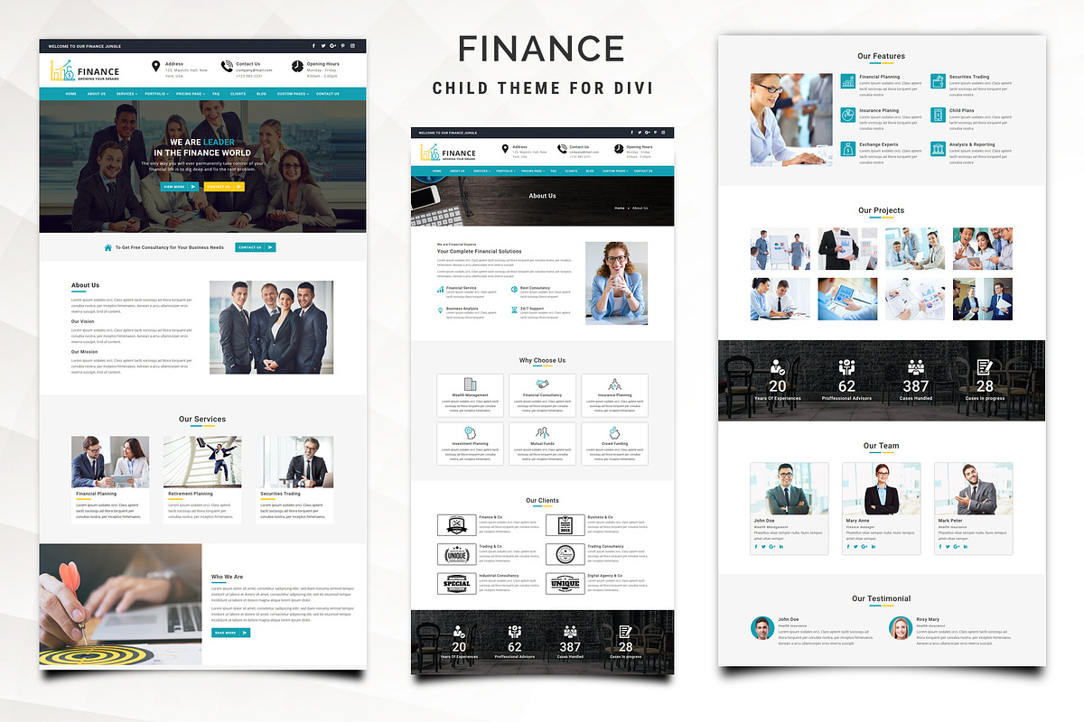 Finance – Child Theme for Divi, a WordPress Template by Pennyblack Templates