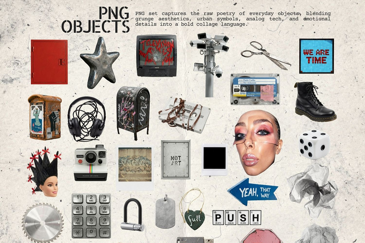 Grunge Collage Elements & Overlays, an Object Graphic by Natali Batu (Photo 4 of 13)