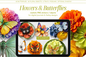 Flowers & Butterflies PNG Objects