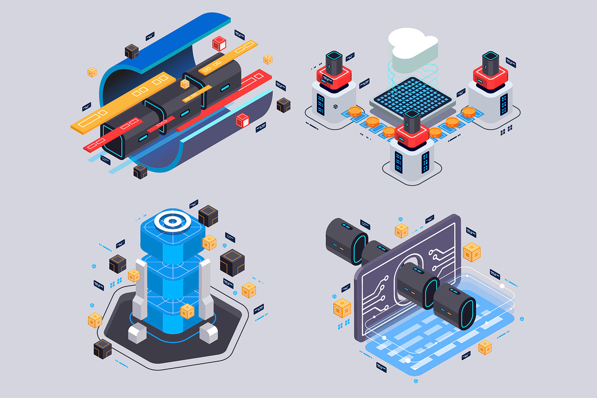Set isometric illustrations for web., a Technology Illustration by Andrew_Derr (Photo 4 of 4)