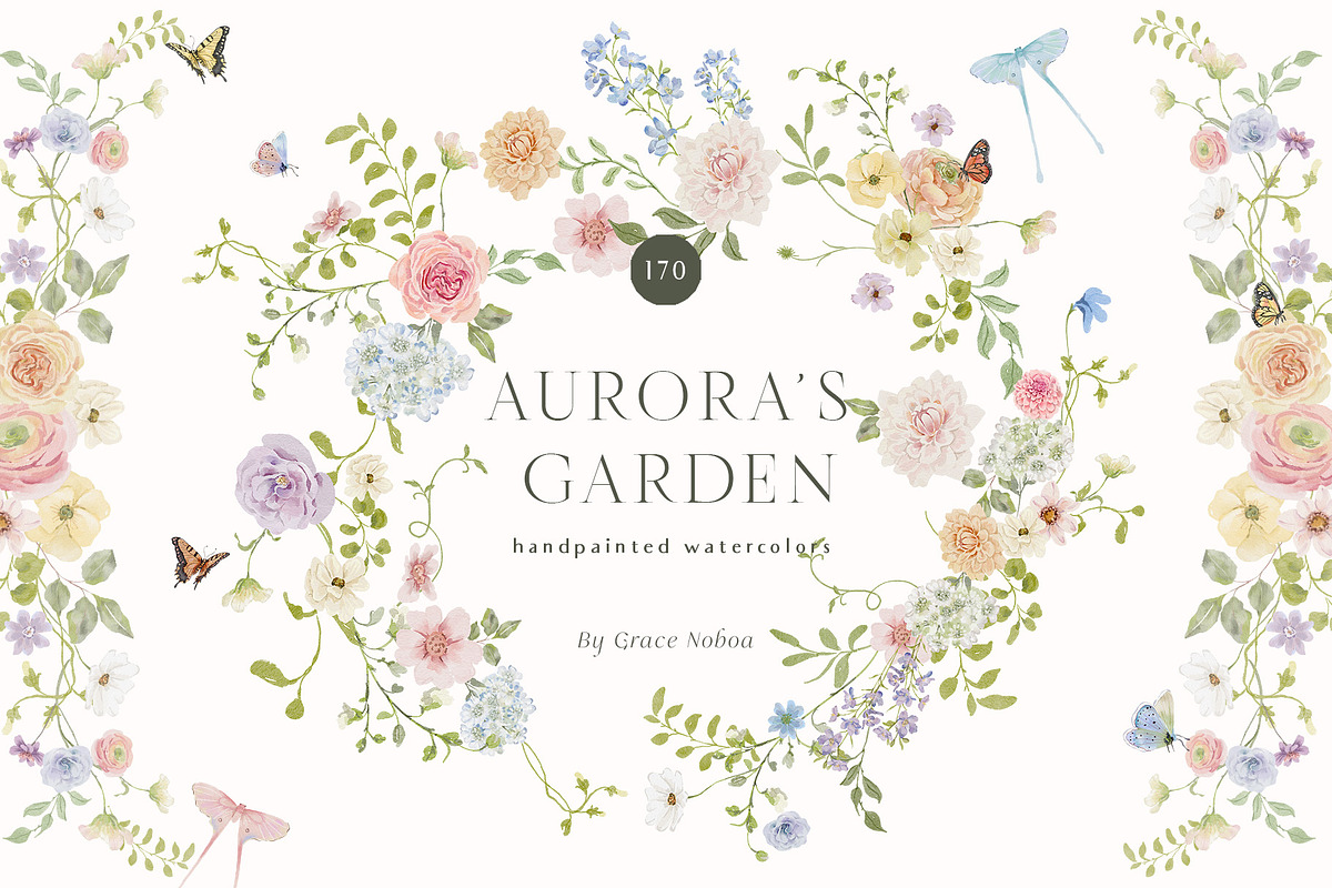 Spring summer pastel flowers clipart, a Decorative Illustration by Grace Noboa Illustrations (Photo 1 of 20)