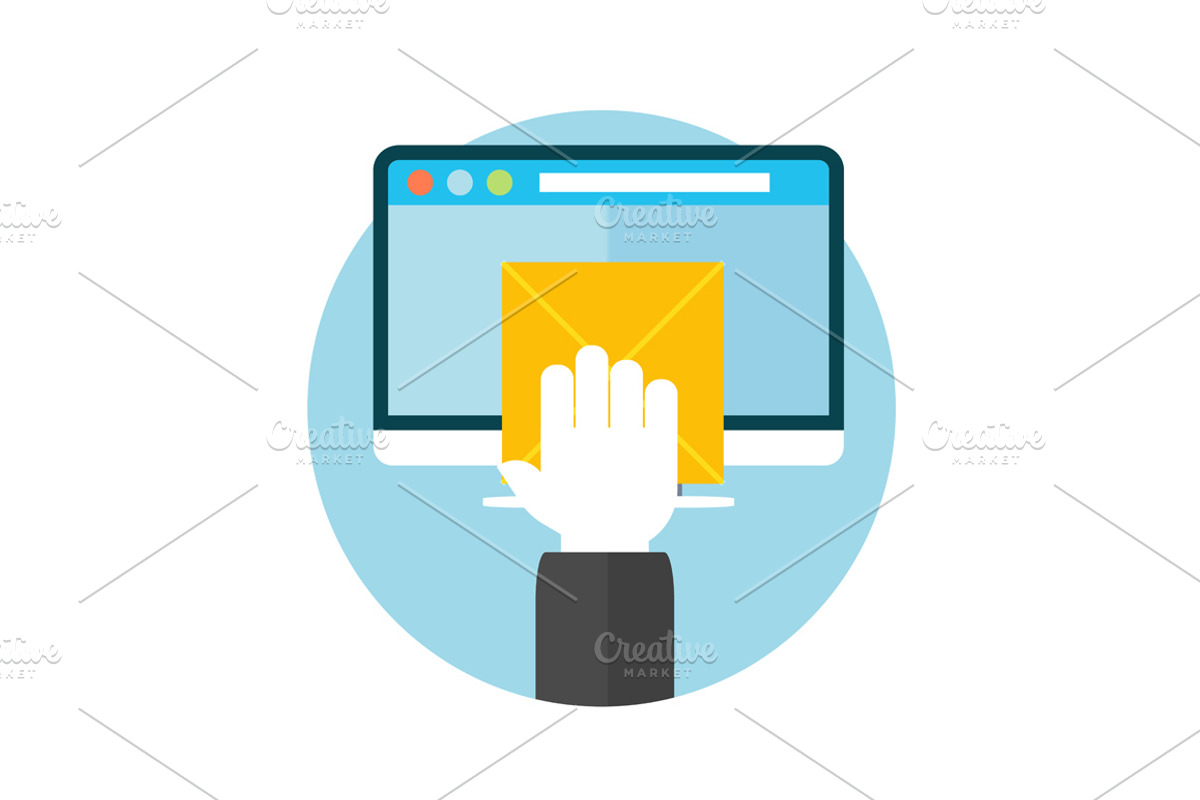 Hand with letter and computer