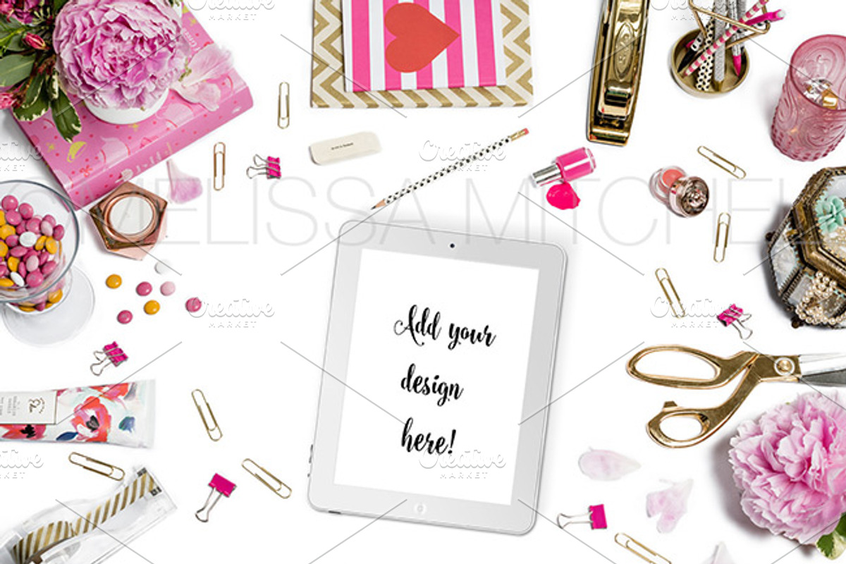 Pink Chevron Styled Desk Mockup #31, an iPhone Mockup by MMStyledStock (Photo 3 of 3)