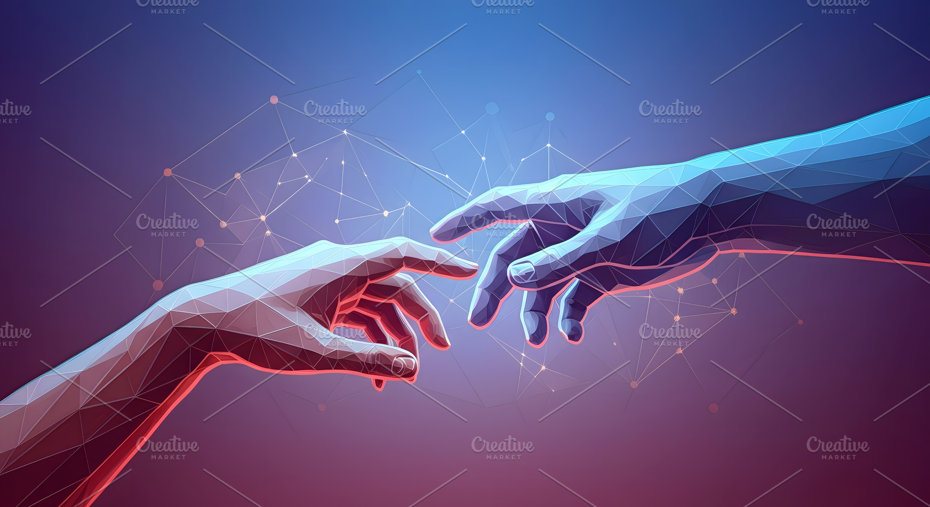 Digital Connection: Two Hands Reachi, a Technology Photo by Stock Shape