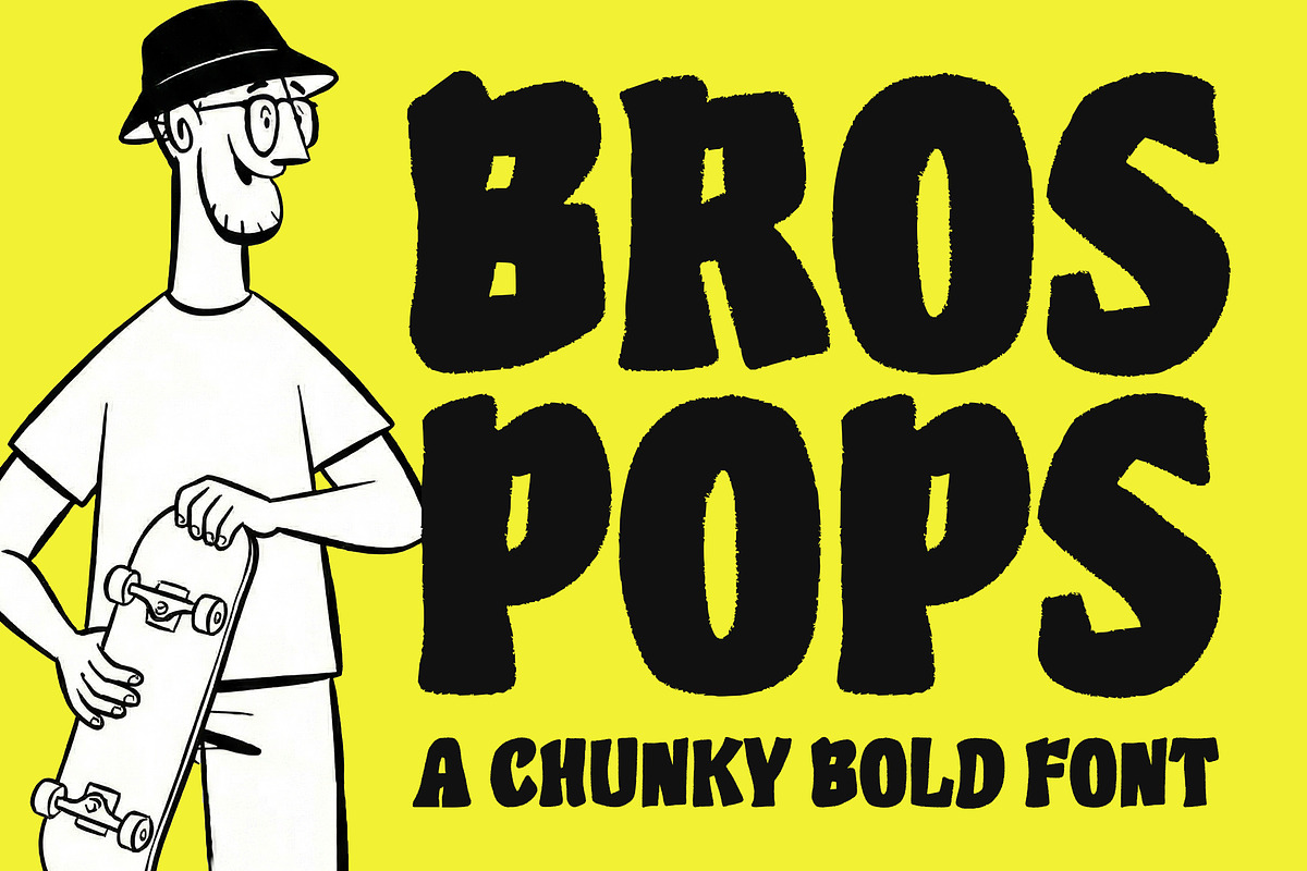 Bros Pops – Chunky Bold Display Font, a Slab Serif Font by Blankids Studio (Photo 1 of 8)