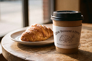 Coffee Cup With Paper Sleeve Mockup, a Packaging Mockup by Designer Dude
