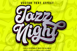 Jazz Night Vector 3d Editable Text