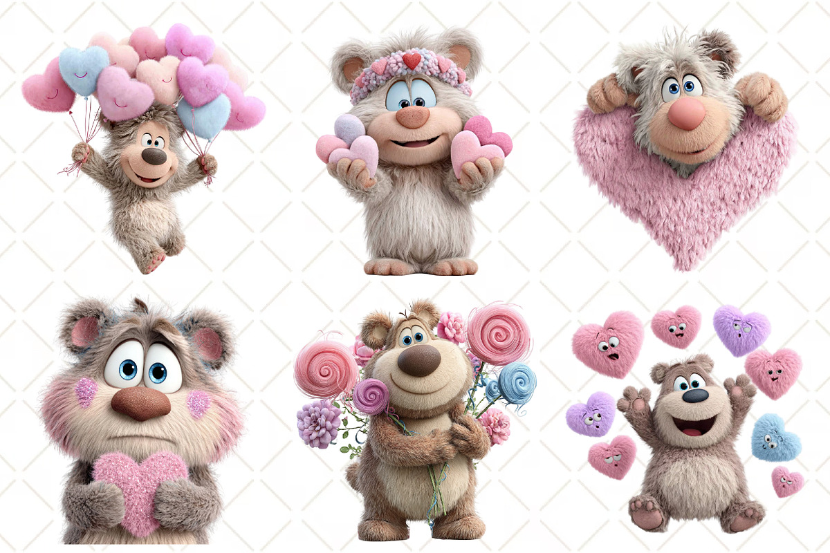 Quirky Valentines Teddy Bear Clipart, an Illustration by Black Bird Studio (Photo 4 of 6)